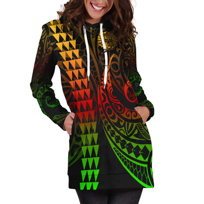 Tahiti Hoodie Dress Kakau Style Reggae