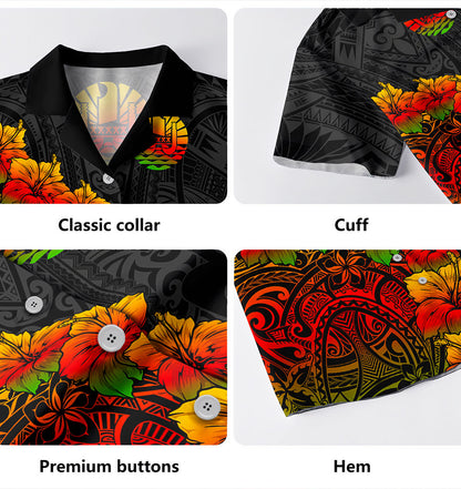 Tahiti Hawaiian Shirt Custom Personalised Turtle and Tribal Tattoo Of Polynesian