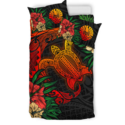 Tahiti Bedding Set - Tahiti Polynesian Turtle Tropical Bedding Set