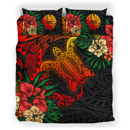 Tahiti Bedding Set - Tahiti Polynesian Turtle Tropical Bedding Set