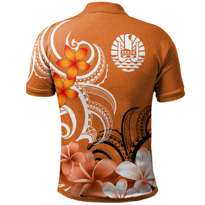 Tahiti Polo Shirt Custom Personalised Floral Spirit Orange
