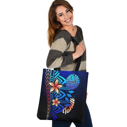 Tahiti Custom Personalised Tote Bag Blue Vintage Tribal Mountain
