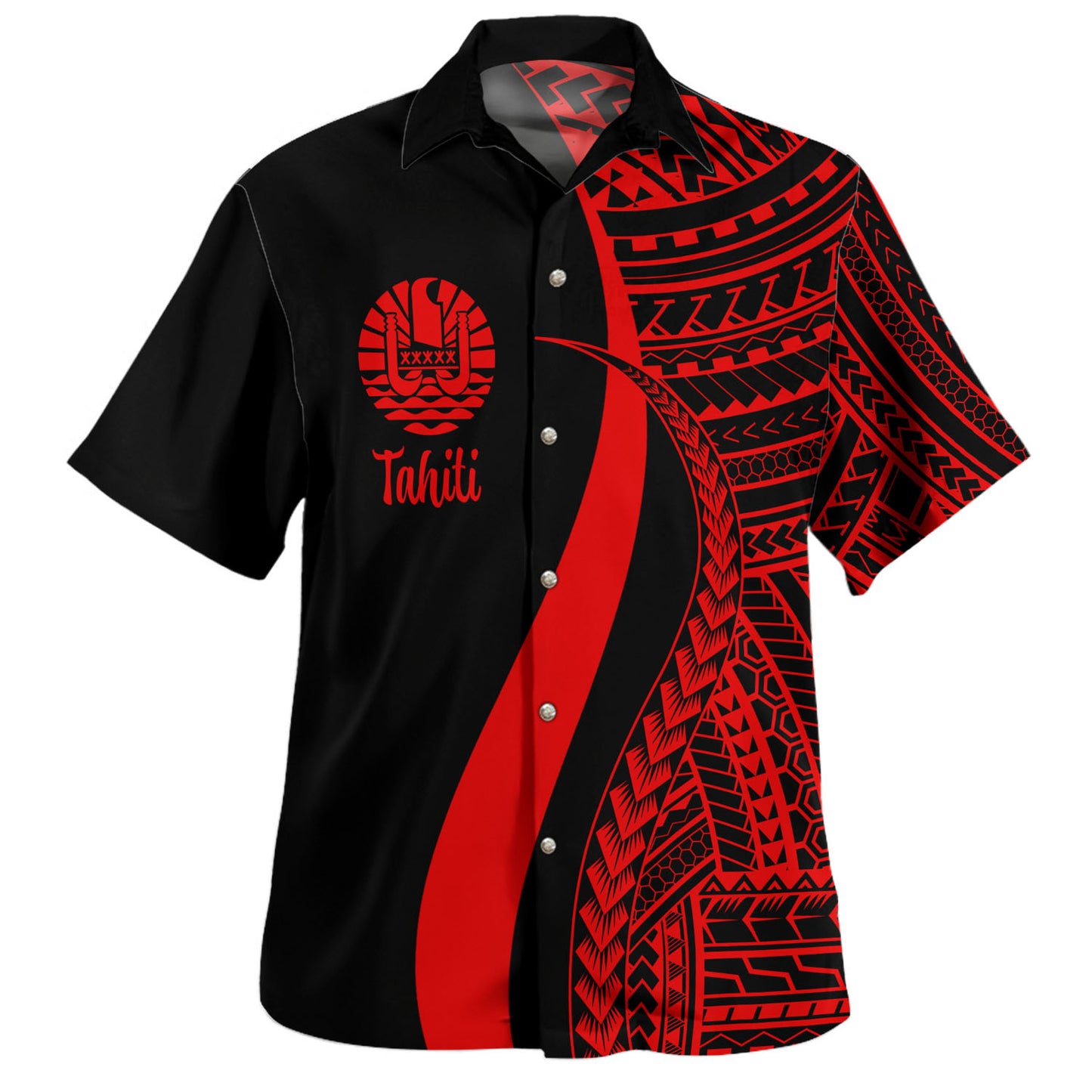 Tahiti Custom Personalised Hawaiian Shirt Polynesian Tentacle Tribal Pattern