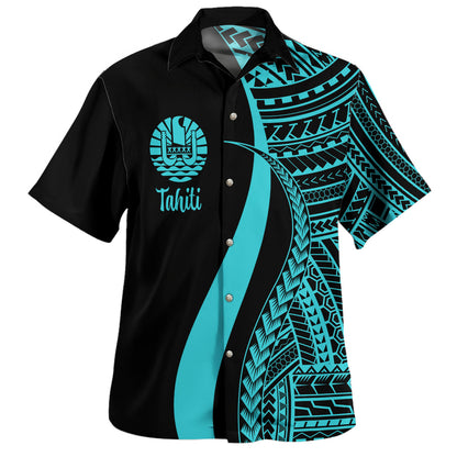 Tahiti Combo Dress And Shirt - Polynesian Tentacle Tribal Pattern Turquoise