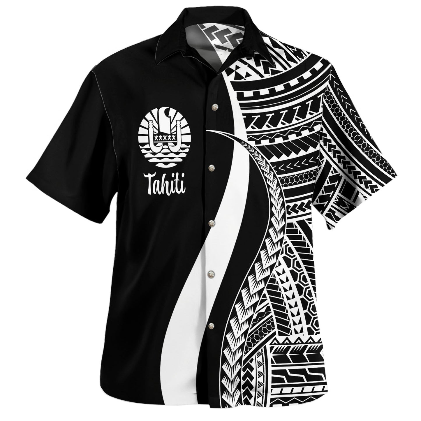 Tahiti Custom Personalised Hawaiian Shirt Polynesian Tentacle Tribal Pattern