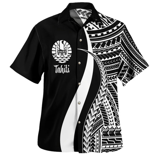 Tahiti Custom Personalised Hawaiian Shirt Polynesian Tentacle Tribal Pattern