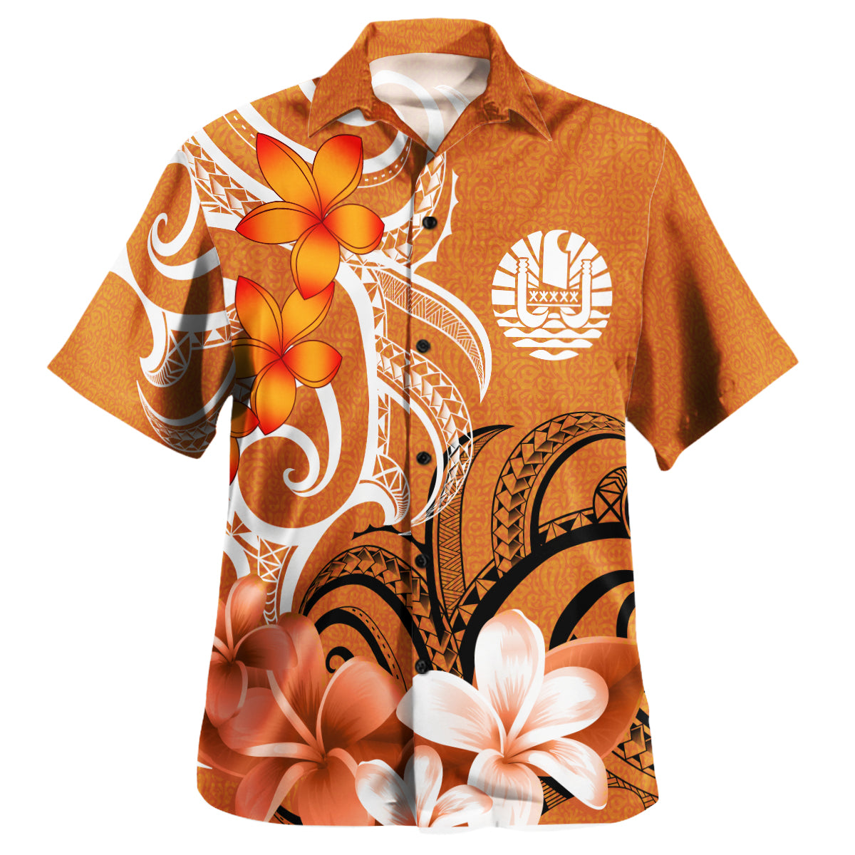 Tahiti Polynesian Pattern Combo Dress And Shirt - Floral Spirit Orange