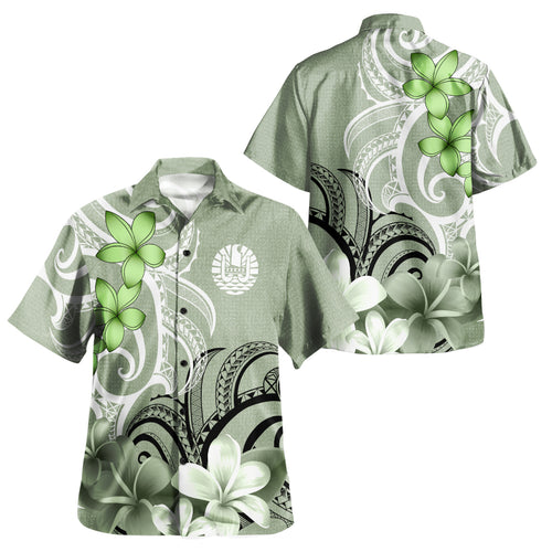 Tahiti Custom Personalised Hawaiian Shirt Polynesian Floral Spirit Sage Green