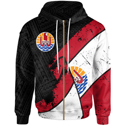 Tahiti Pullover Hoodie - Tahiti Flag Grunge Special