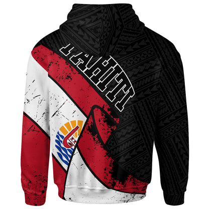 Tahiti Pullover Hoodie - Tahiti Flag Grunge Special