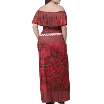 Tahiti Combo Off Shoulder Long Dress And Shirt - Tahitian Girl La Orna Style