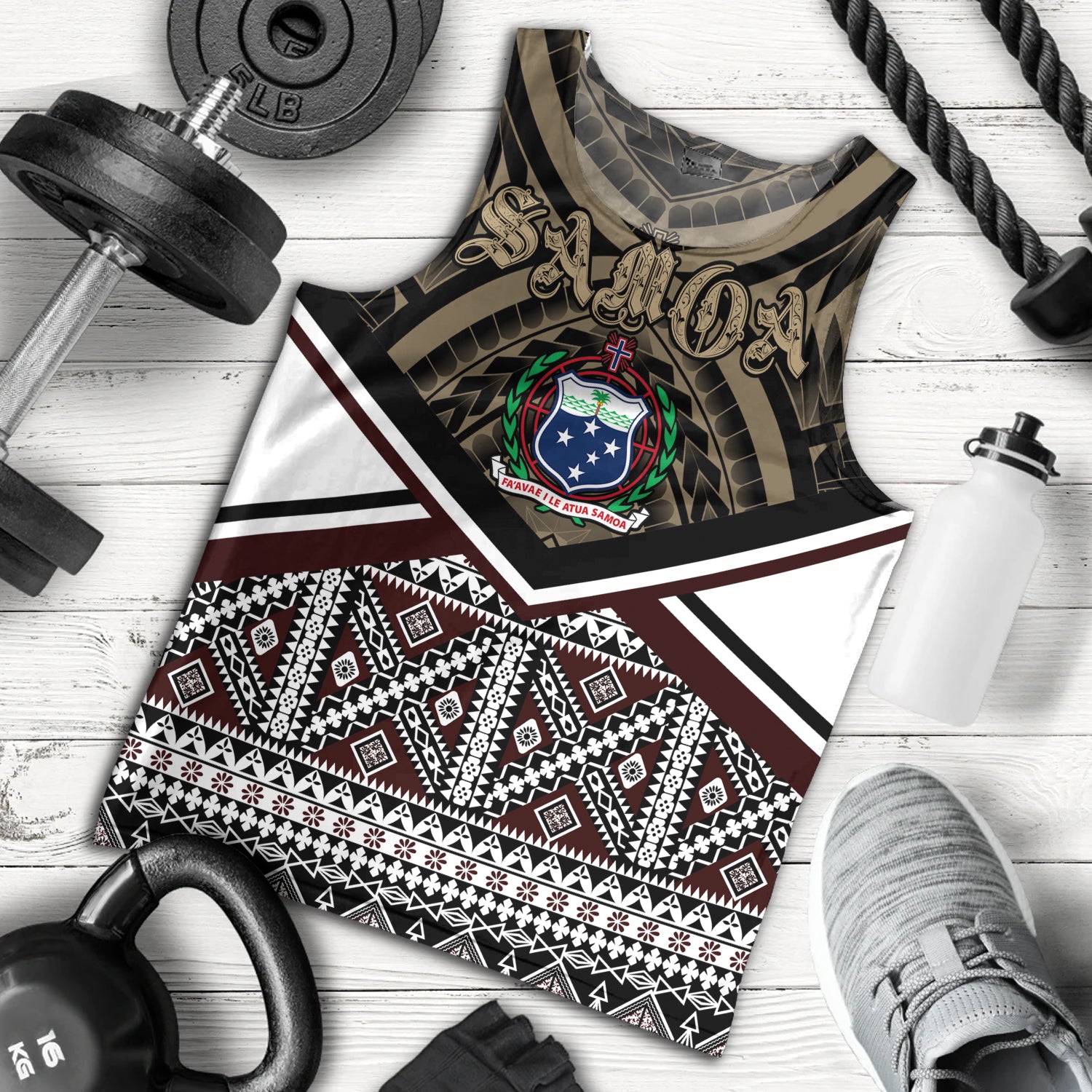 Samoa Tank Top - Samoa Masi Dobby Coat Of Arms Tank Top