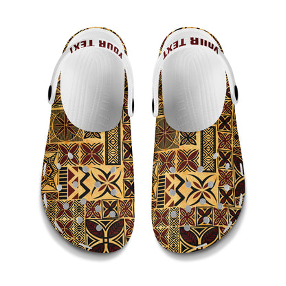 Samoa Clogs Shoes Custom Text Tapa Design Dobby Fabric