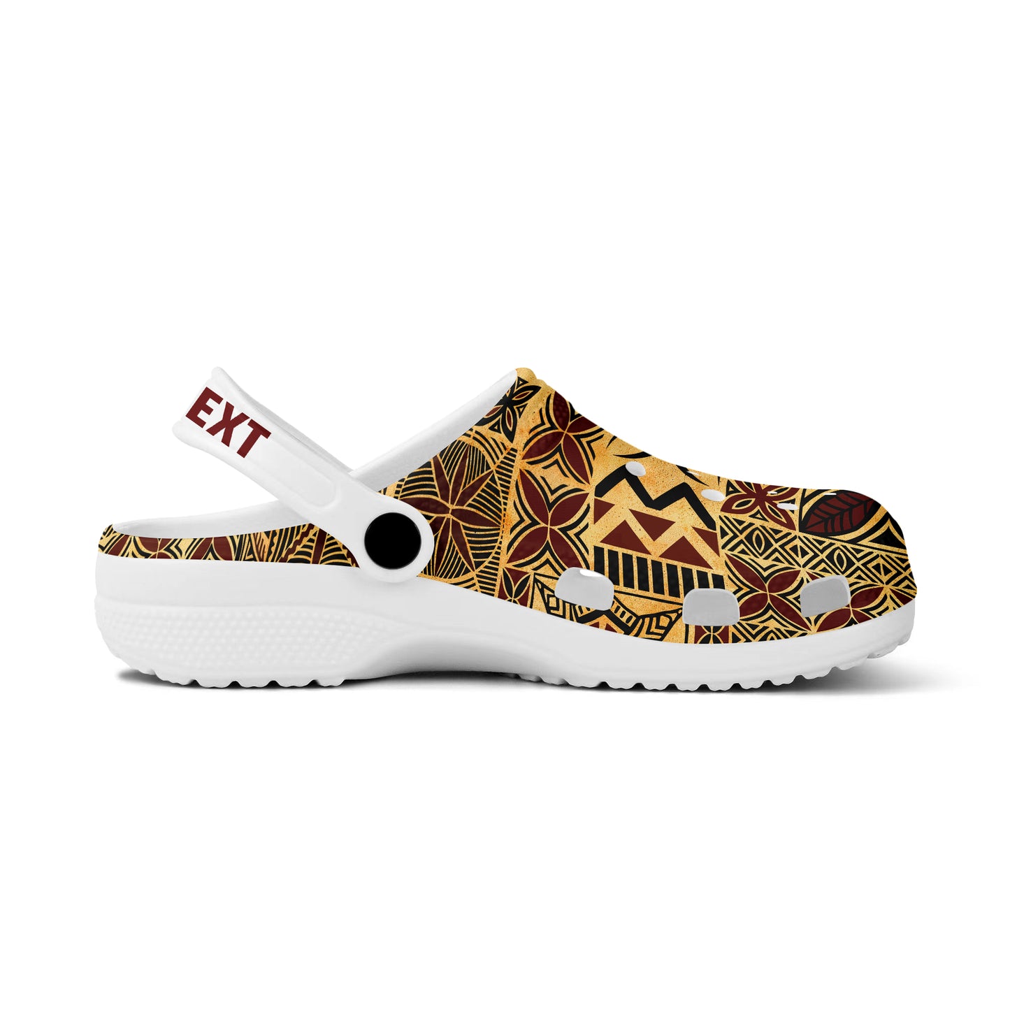 Samoa Clogs Shoes Custom Text Tapa Design Dobby Fabric