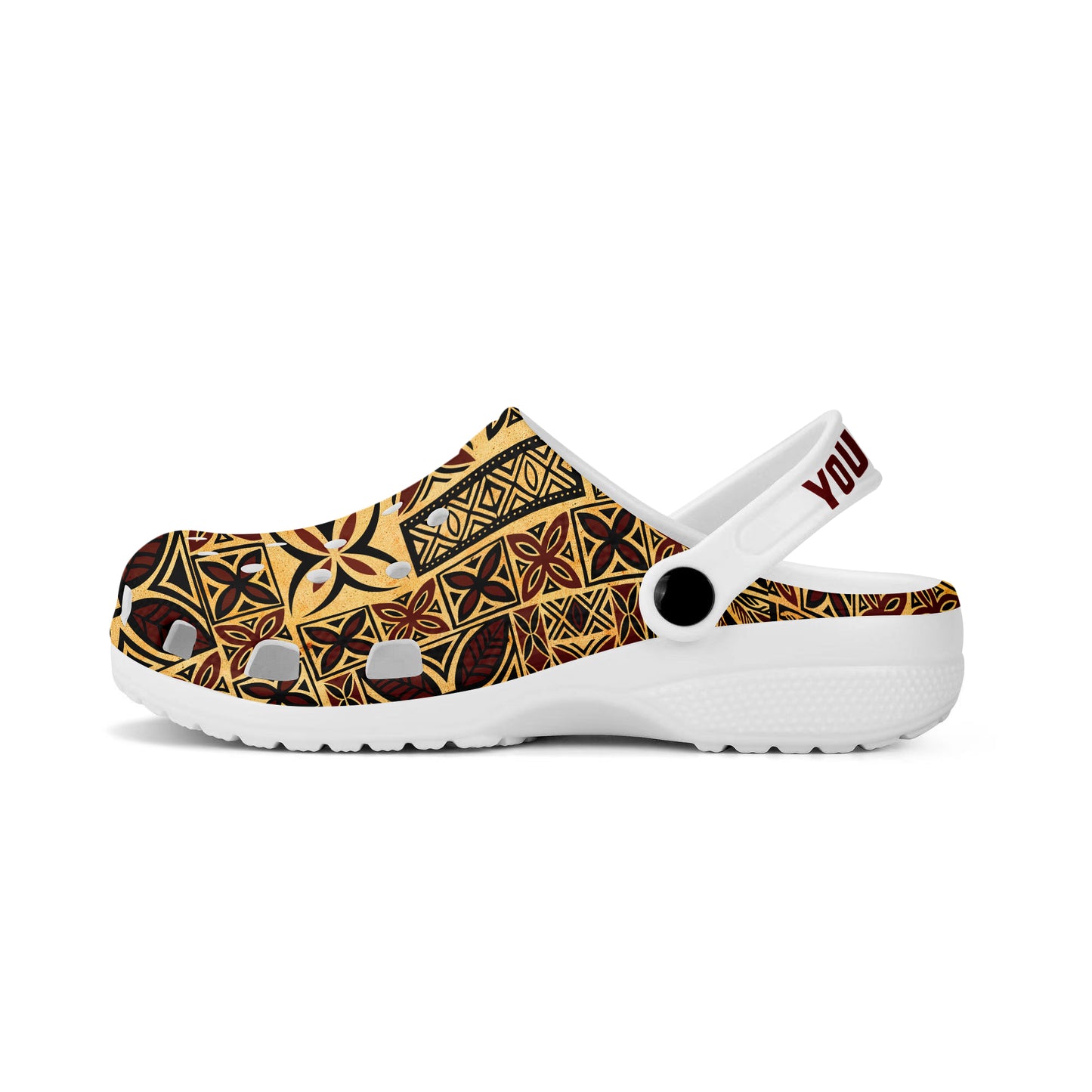 Samoa Clogs Shoes Custom Text Tapa Design Dobby Fabric