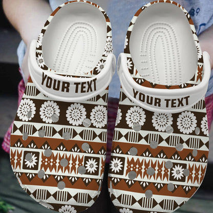 Fiji Clogs Shoes Custom Text Tapa Masi Pattern