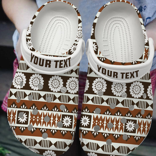 Fiji Clogs Shoes Custom Text Tapa Masi Pattern