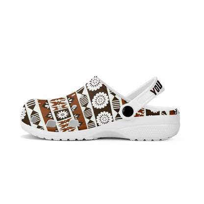 Fiji Clogs Shoes Custom Text Tapa Masi Pattern