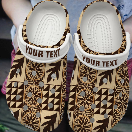 Samoa Clogs Shoes Custom Text Tapa Traditional Pattern