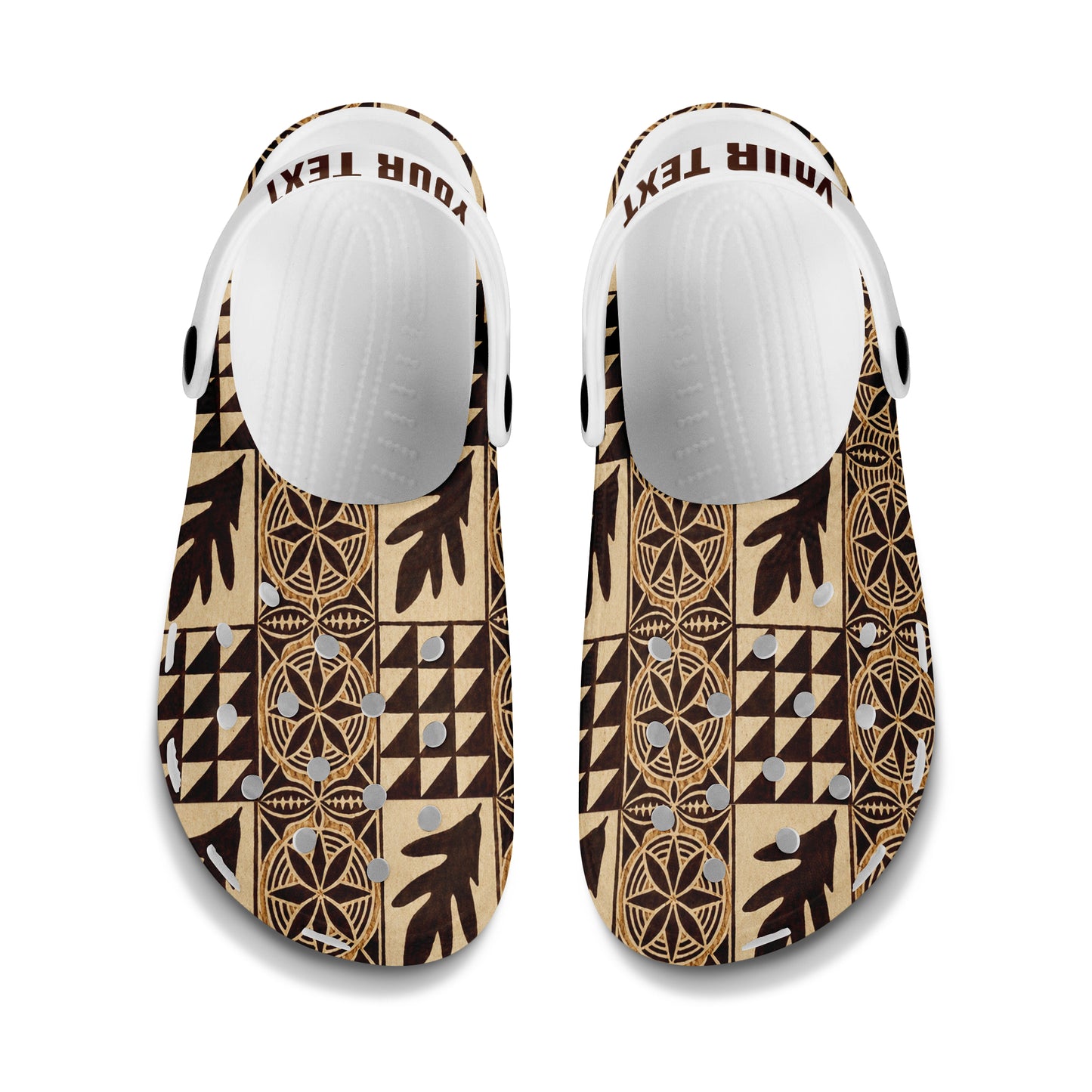Samoa Clogs Shoes Custom Text Tapa Traditional Pattern