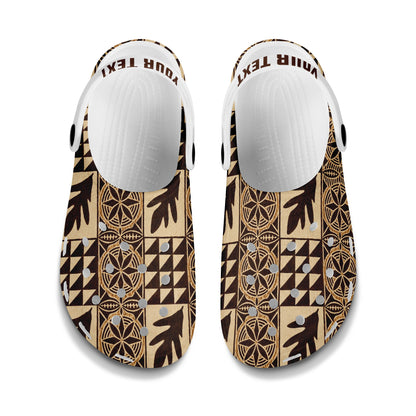 Samoa Clogs Shoes Custom Text Tapa Traditional Pattern