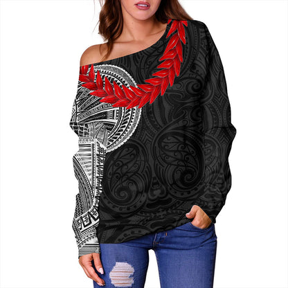 Samoa Off Shoulder Sweatshirt Tattoo Roman Reigns With Ula Fala