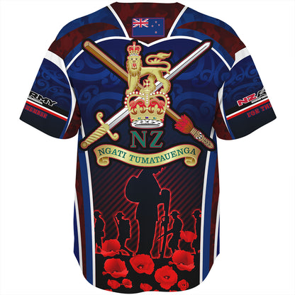 New Zealand Baseball Shirt Custom New Zealand Army Keeping Anzac Spirit Lives Poppies Flower Maori Style