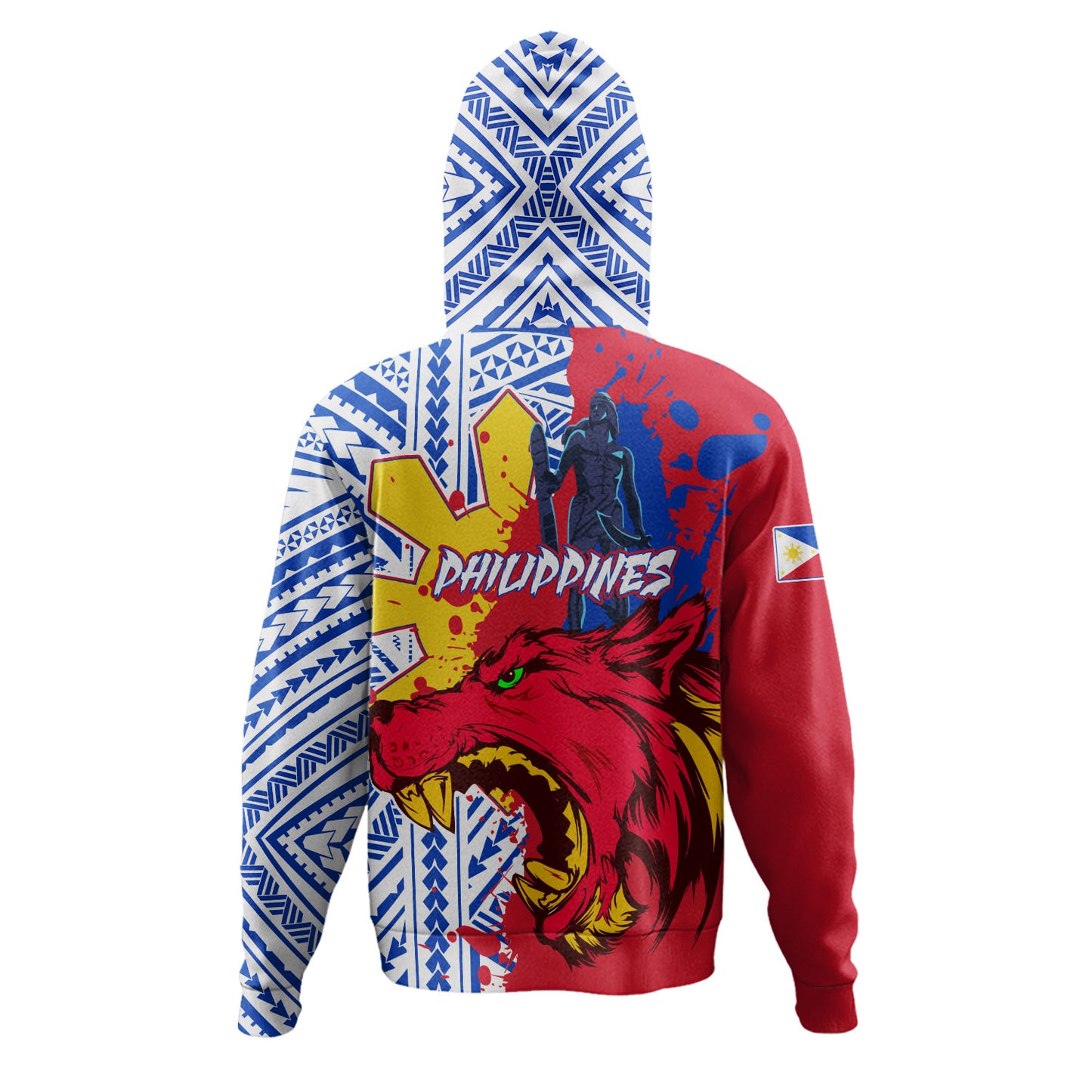 Philippines Filipinos Hoodie Custom Lapu-Lapu And The Wolf Tribal Polynesian Style