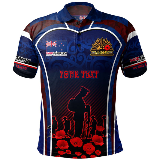 New Zealand Polo Shirt Custom New Zealand Army Keeping Anzac Spirit Lives Poppies Flower Maori Style