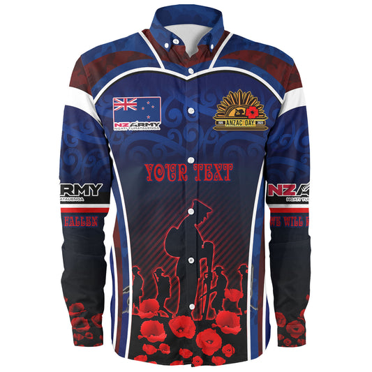 New Zealand Long Sleeve Shirt Custom New Zealand Army Keeping Anzac Spirit Lives Poppies Maori Style