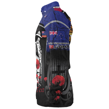 New Zealand Long Sleeve Shirt Custom New Zealand Anzac Day With Poppy Flowers And Traditional Maori Patterns