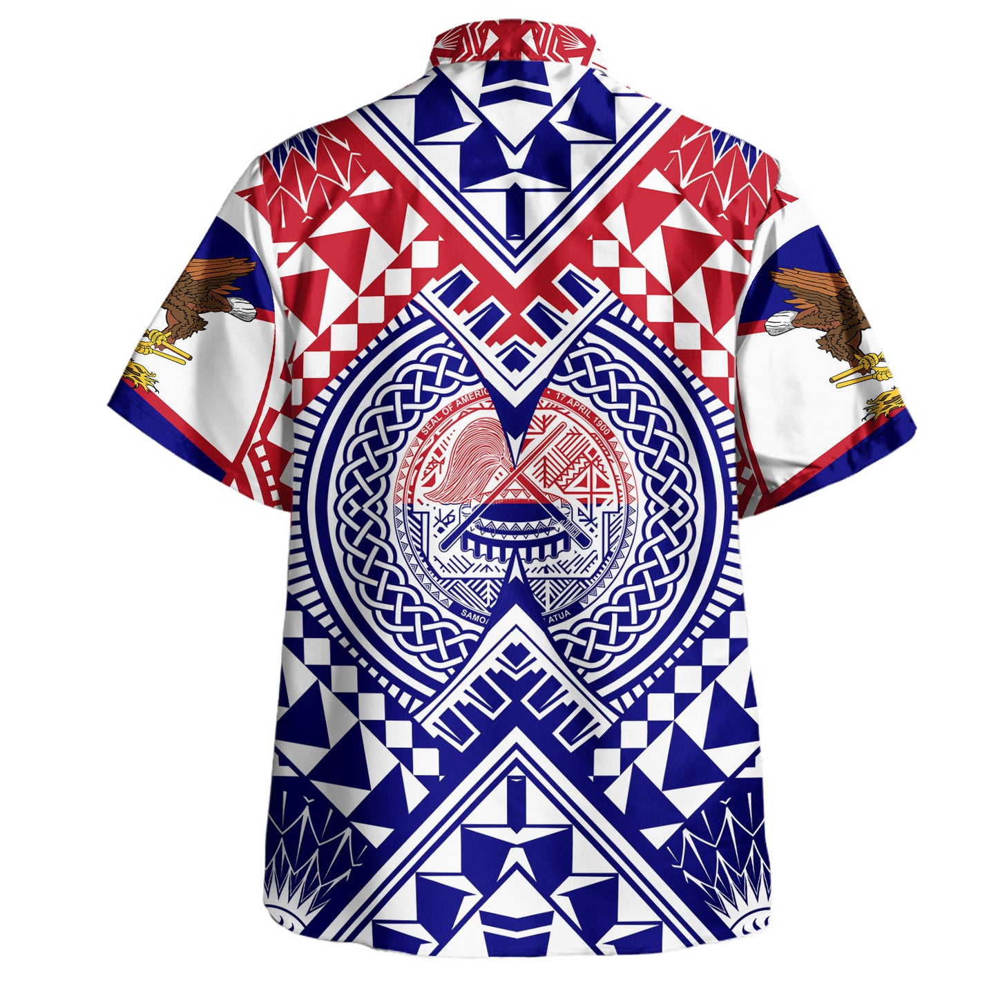 American Samoa Hawaiian Shirt Custom AS Coat Of Arms Polynesian Art Tattoo Sleeve