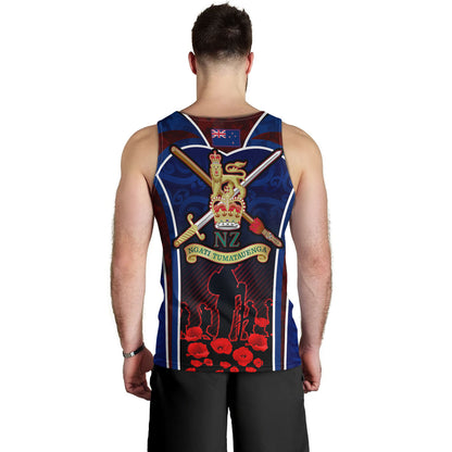 New Zealand Tank Top Custom New Zealand Army Keeping Anzac Spirit Lives Poppies Maori Style