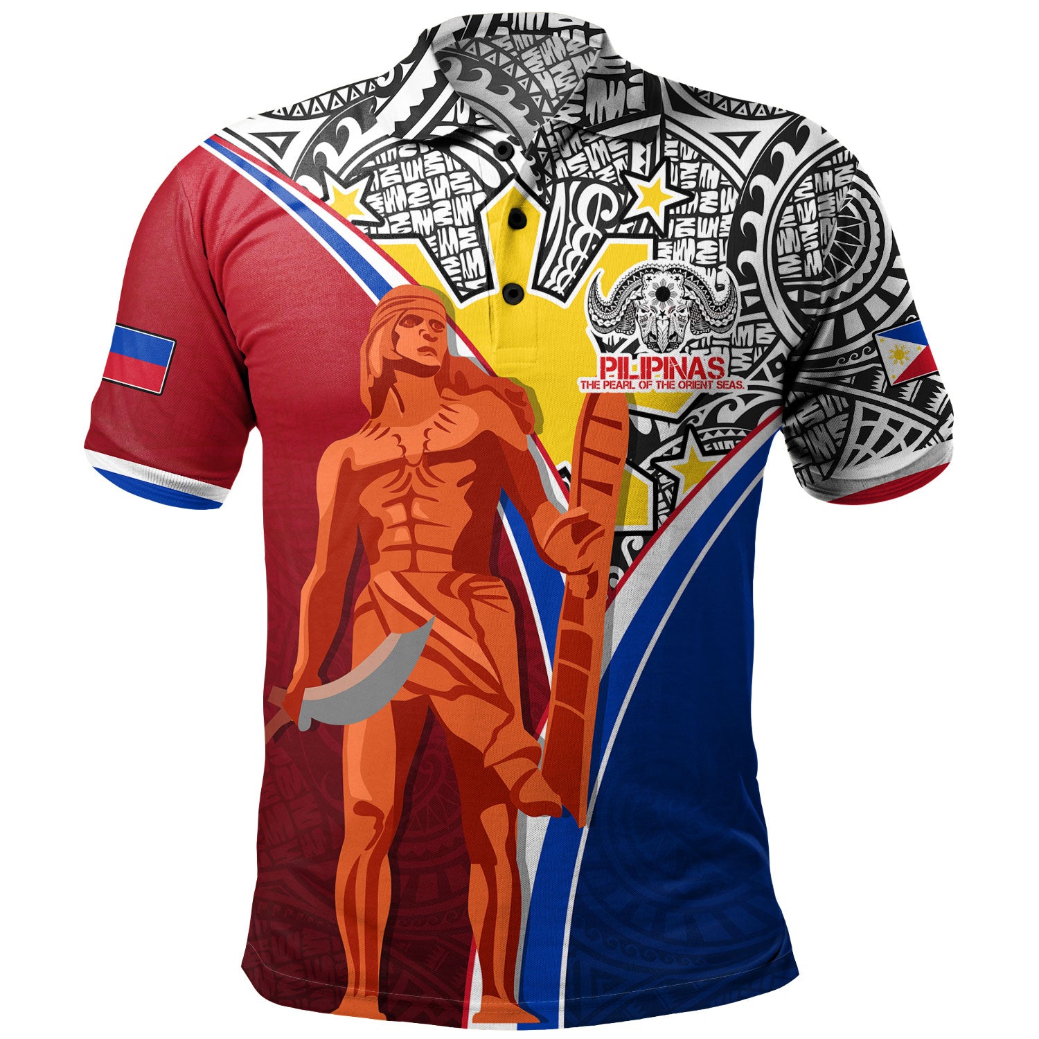 Philippines Filipinos Polo Shirt Philippines Lapu Lapu With Tribal Kalabaw And Sun