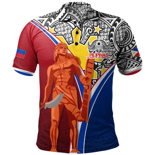 Philippines Filipinos Polo Shirt Philippines Lapu Lapu With Tribal Kalabaw And Sun