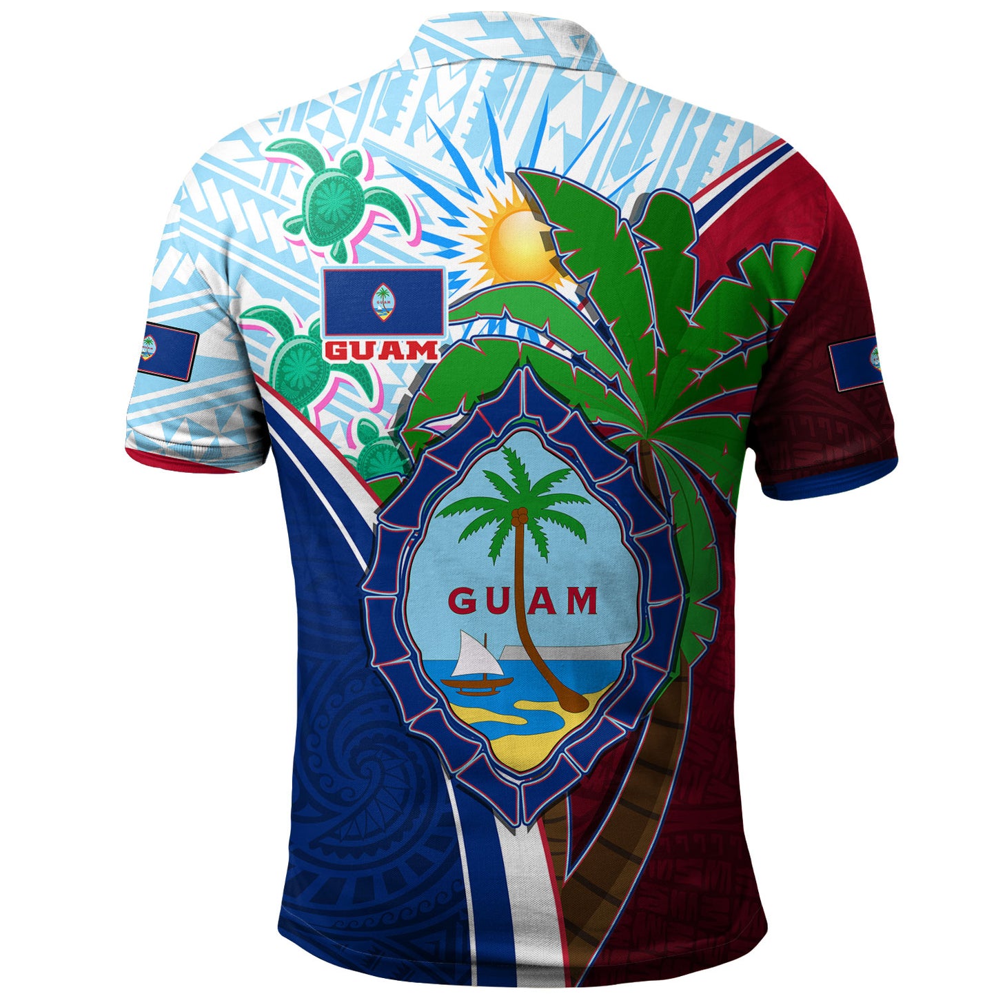 Guam Polo Shirt Custom Guam Chamorro Coconut Tree of Life Polynesian Tribal Pride
