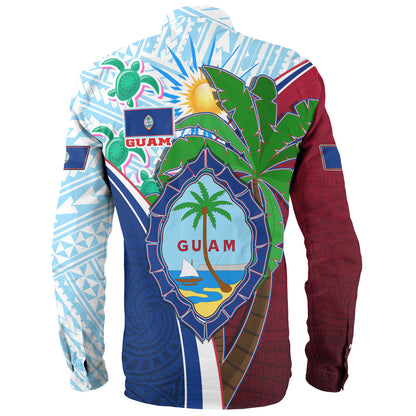 Guam Long Sleeve Shirt Custom Guam Chamorro Coconut Tree of Life Polynesian Tribal Pride