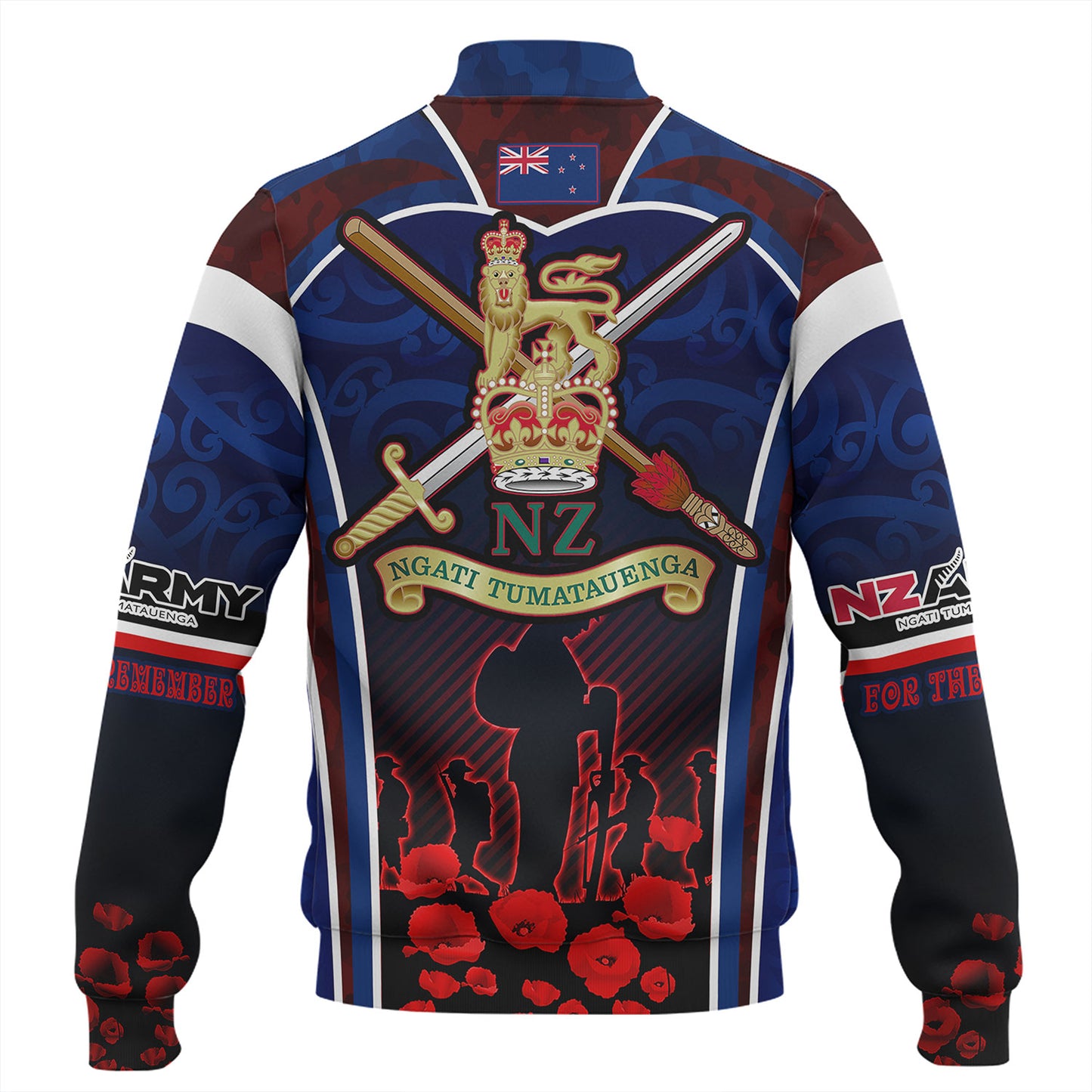 New Zealand Baseball Jacket Custom New Zealand Army Keeping Anzac Spirit Lives Poppies Maori Style