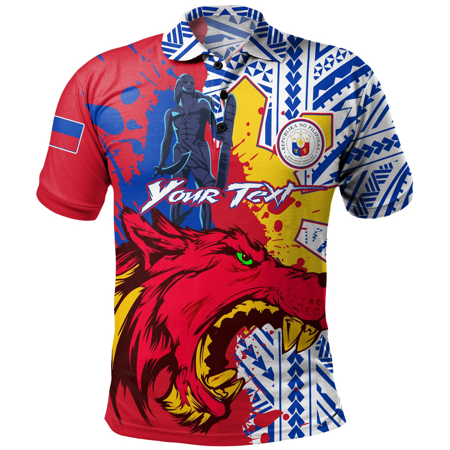 Philippines Filipinos Polo Shirt Custom Lapu-Lapu And The Wolf Tribal Polynesian Style