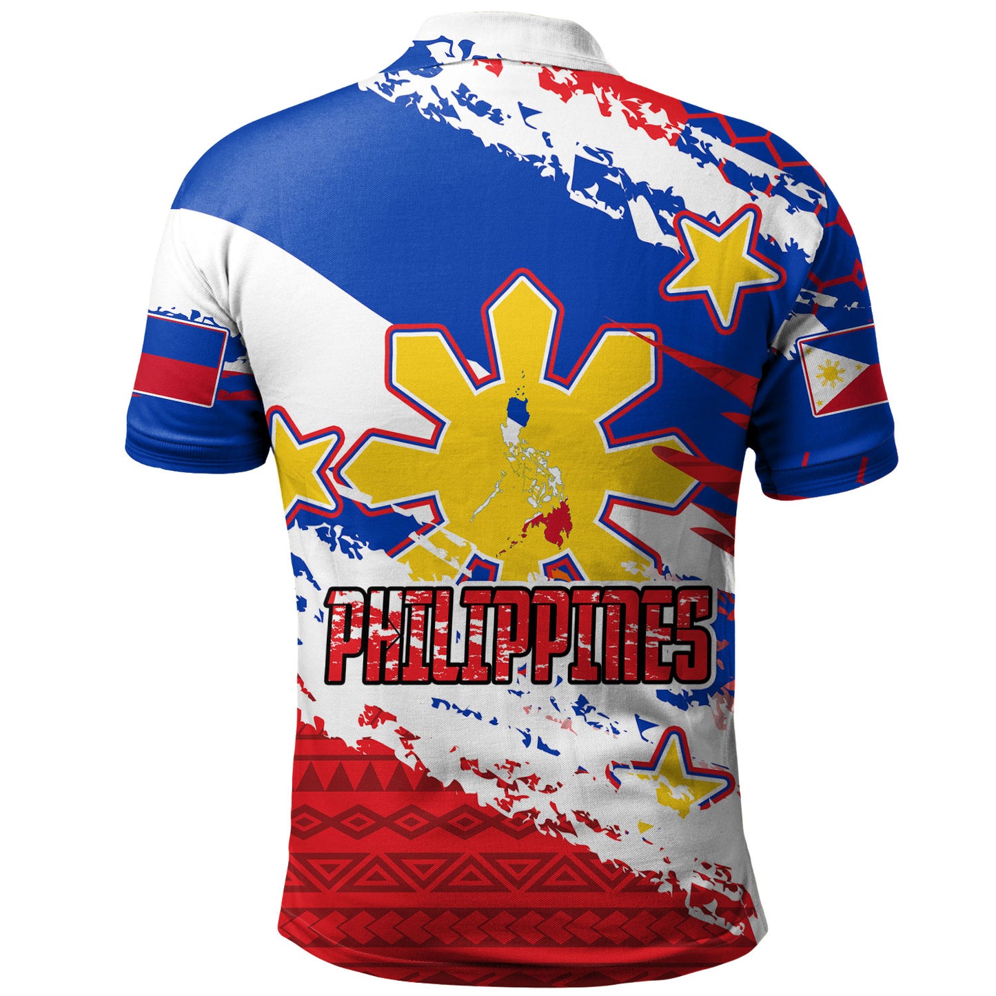 Philippines Filipinos Polo Shirt Custom Filipino Sun 3 Stars Bicolor Flag Tribal Grunge Style