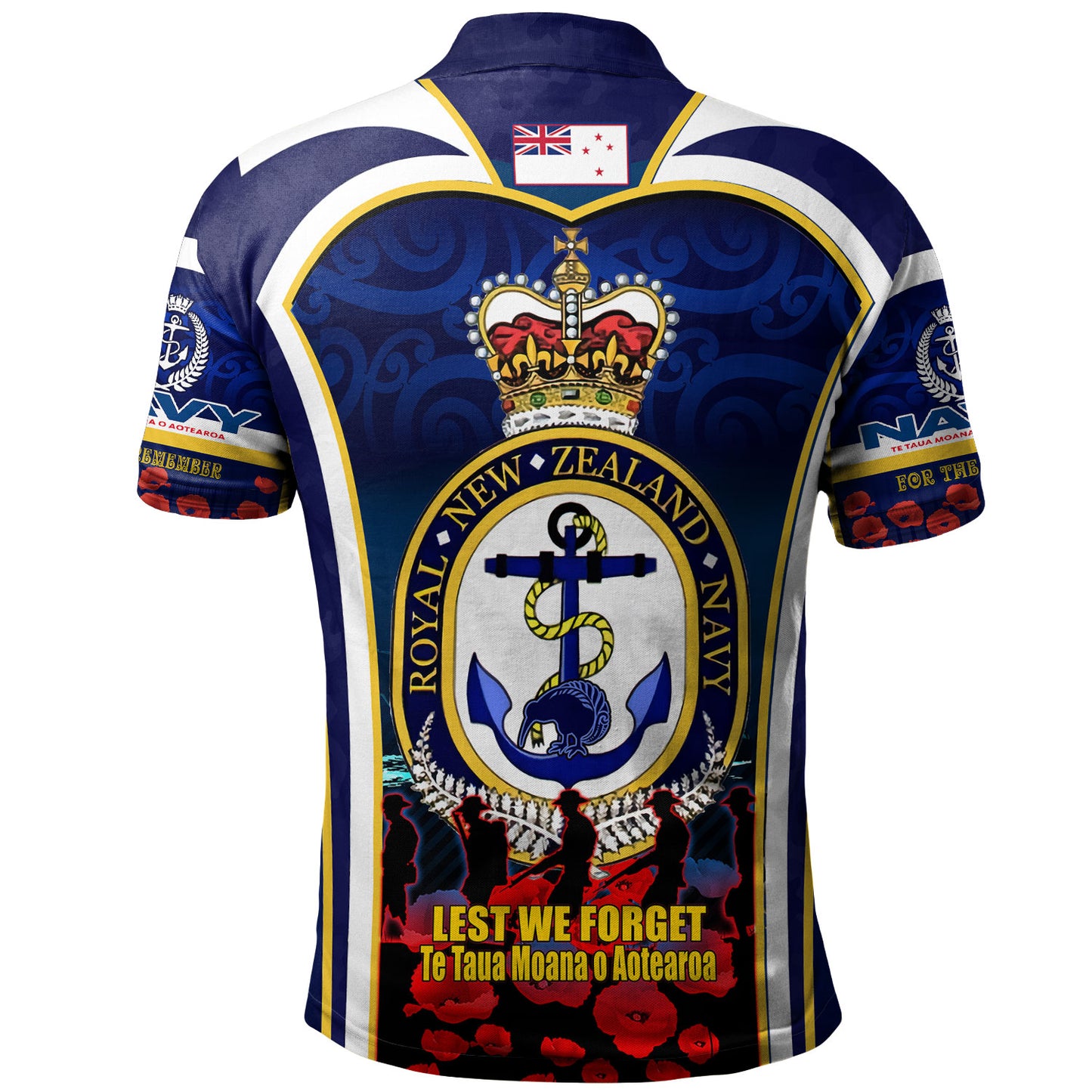 New Zealand Polo Shirt Custom Anzac Day Royal New Zealand Navy Te Taua Moana o Aotearoa