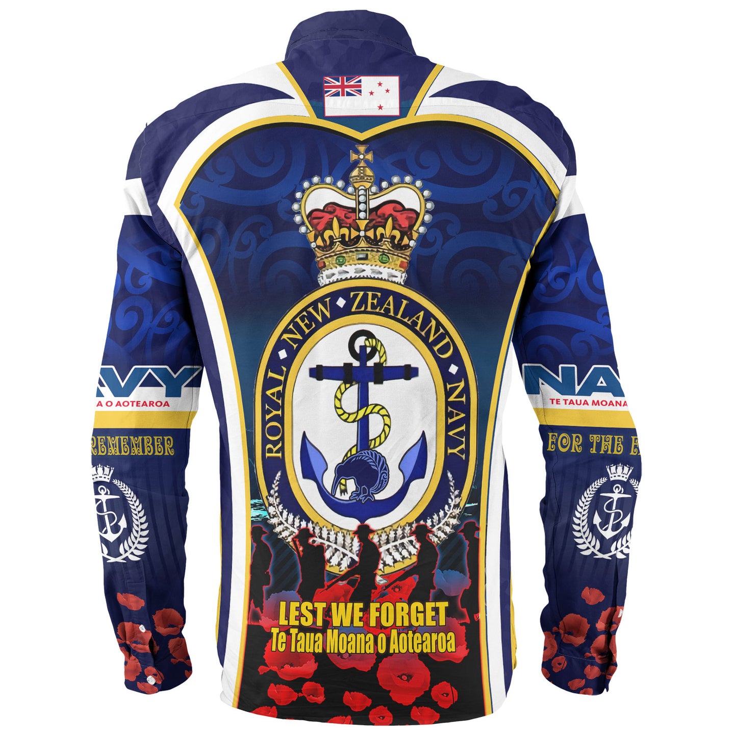 New Zealand Long Sleeve Shirt Custom Anzac Day Royal New Zealand Navy Te Taua Moana o Aotearoa