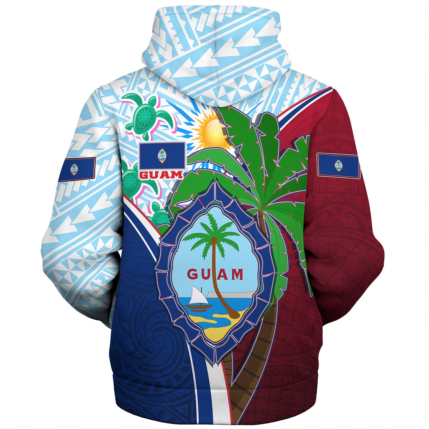 Guam Sherpa Hoodie Custom Guam Chamorro Coconut Tree of Life Polynesian Tribal Pride