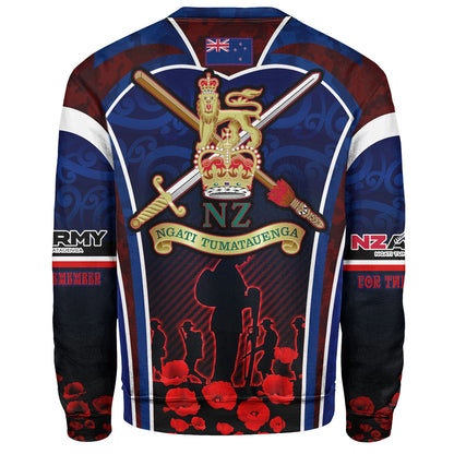 New Zealand Sweatshirt Custom New Zealand Army Keeping Anzac Spirit Lives Poppies Maori Style