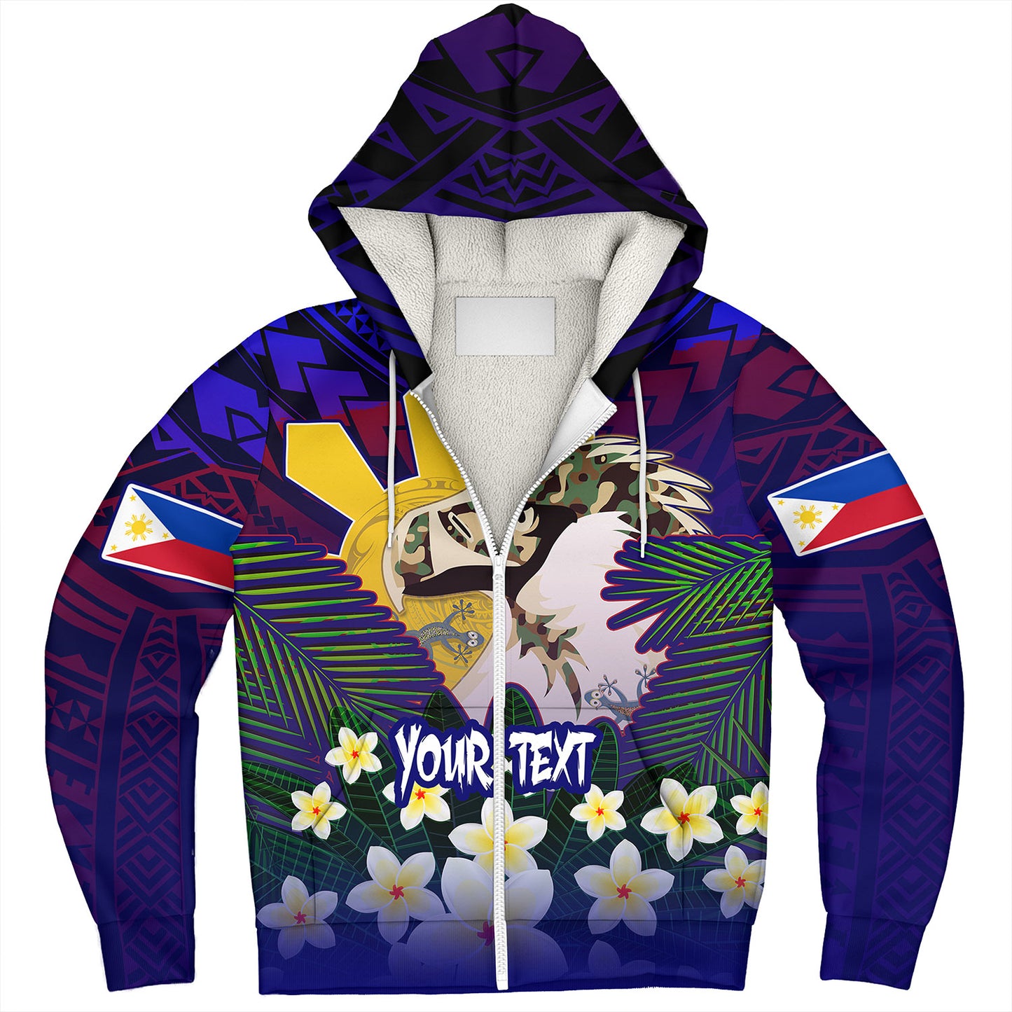 Philippines Filipinos Sherpa Hoodie Custom Philippine Sun And Eagles Summer Vibes