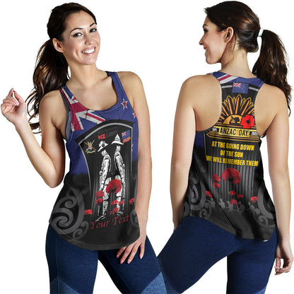 New Zealand Women Tank Custom New Zealand Anzac Day With Poppy Flowers And Traditional Maori Patterns