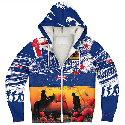New Zealand Sherpa Hoodie New Zealand And Australian Army Corps ANZAC Day Commemoration
