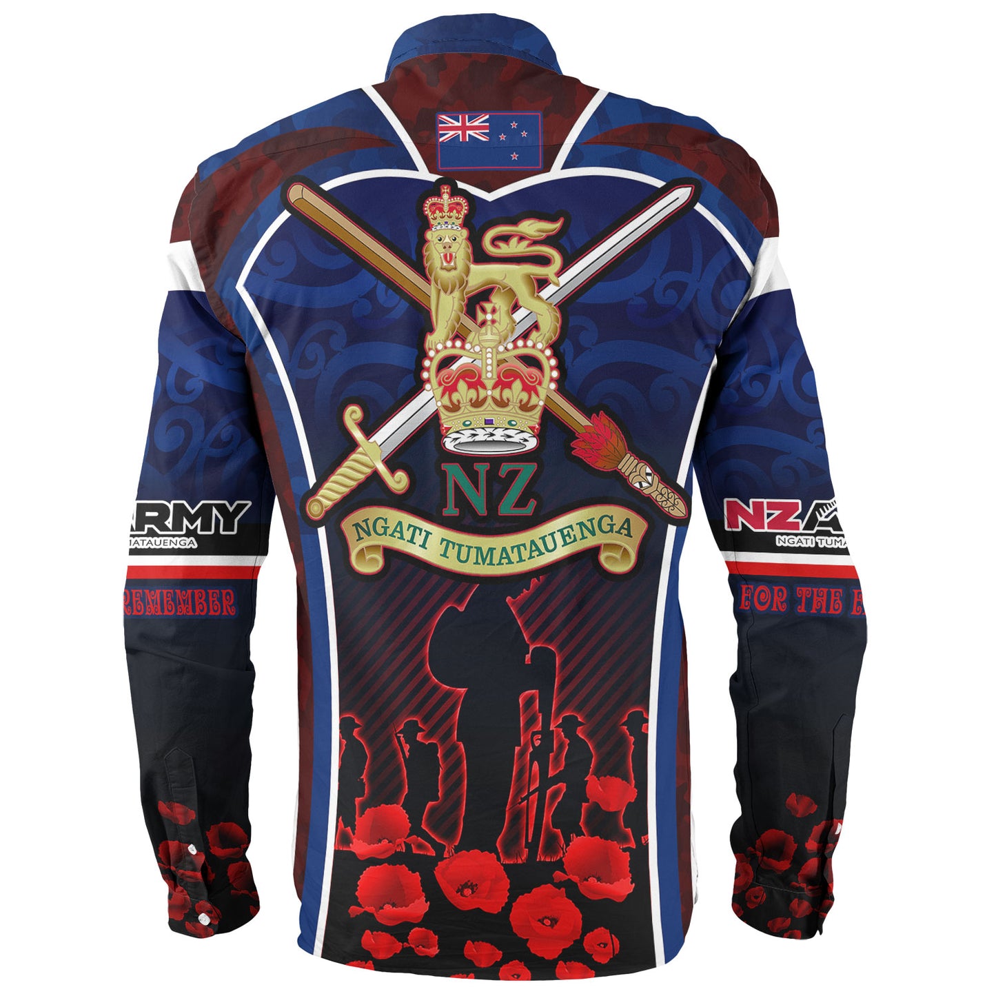 New Zealand Long Sleeve Shirt Custom New Zealand Army Keeping Anzac Spirit Lives Poppies Maori Style