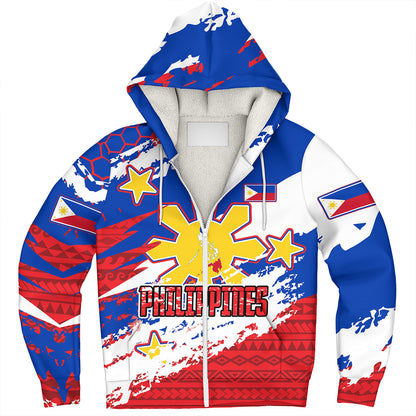 Philippines Filipinos Sherpa Hoodie Custom Filipino Sun 3 Stars Bicolor Flag Tribal Grunge Style