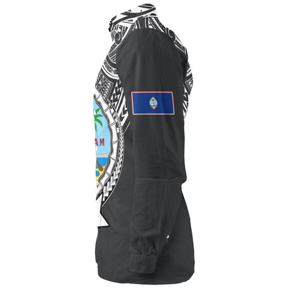 Guam Long Sleeve Shirt Custom Guam Coat Of Arms Polynesian Half Body Tattoo Black Style